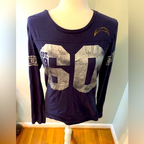 PINK navy jersey Chargers top, size L - Picture 1 of 5